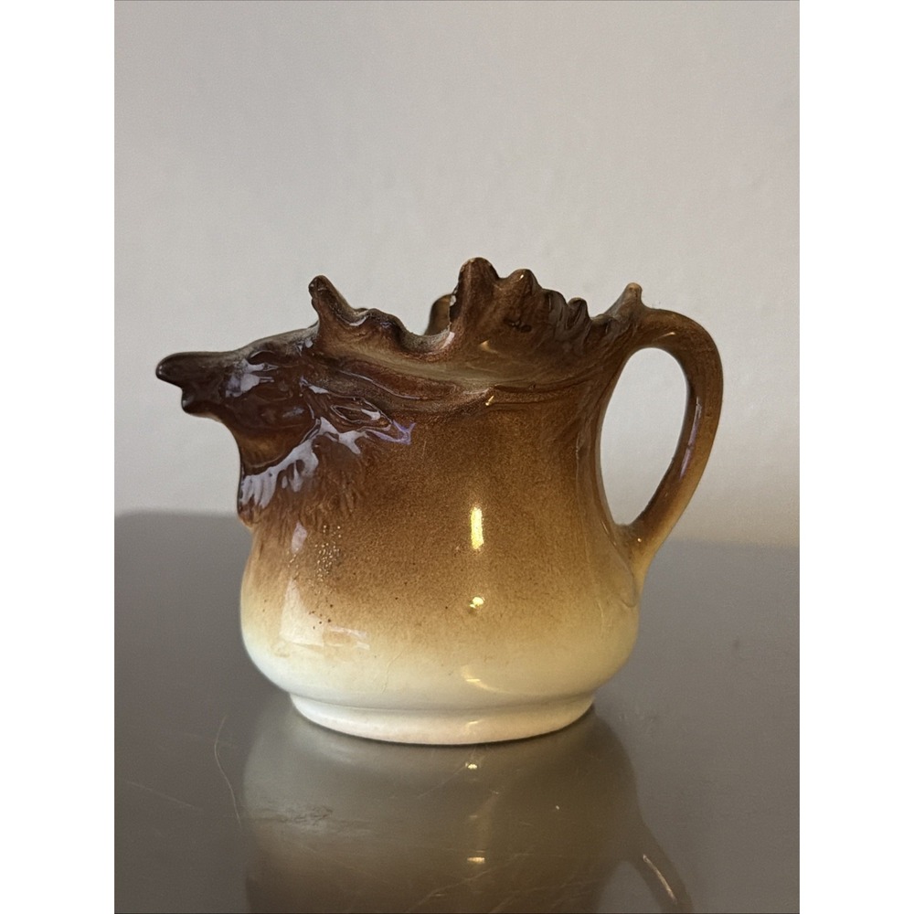 Vintage Austria Ceramic Elk Moose Hand Painted Creamer dish